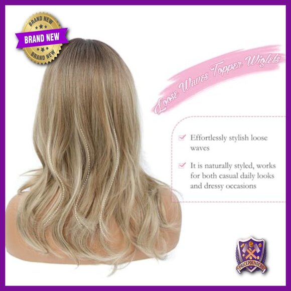 18 Inch Synthetic Hair Topper Clip In Wavy Volume Crown Enhancement